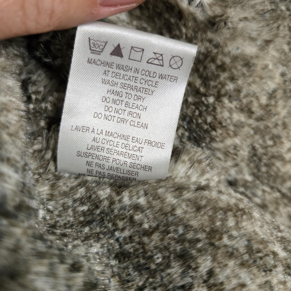Lole Faux Fur Suede Coat Large Cream Zipper Pockets Full Zip Ultra Soft Boho - Picture 4 of 8